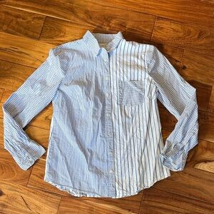 J. Crew Factory Blue Striped Button-Down Shirt, medium, EUC